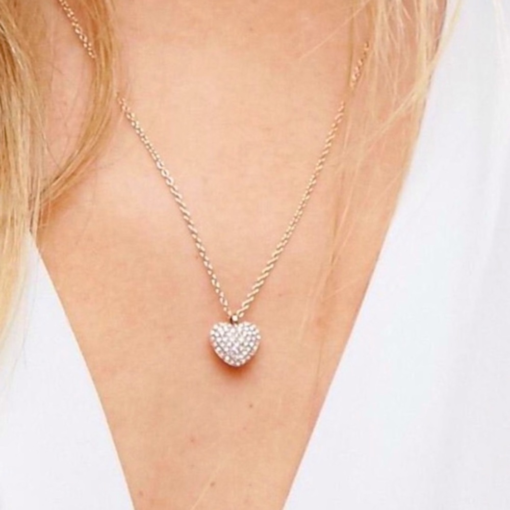 Michael Kors crystal pavé heart silver necklace